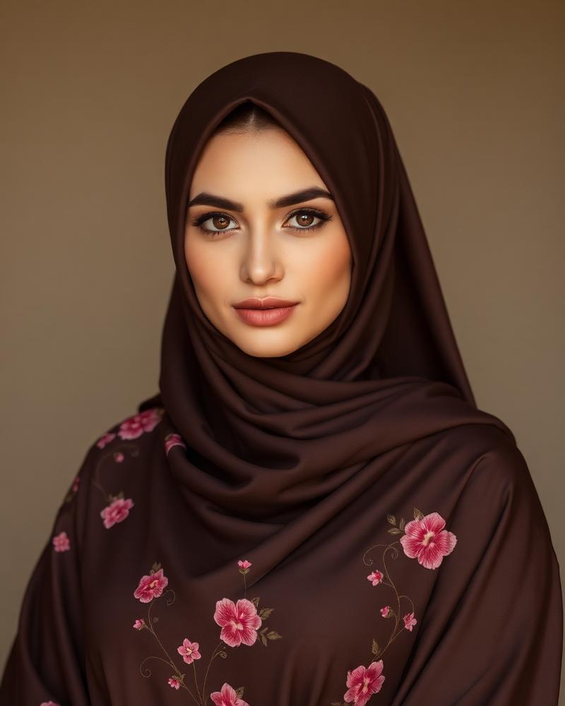 عباية بنية بتطريز زهري